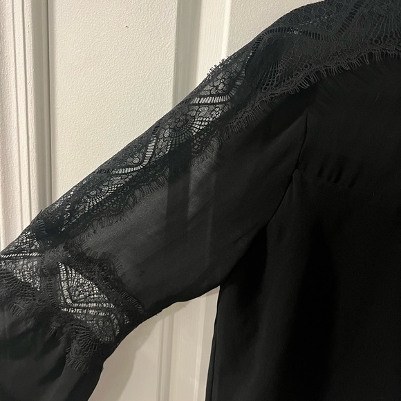 WHBM Black Sheer Lace Top - S - Picture 4 of 10